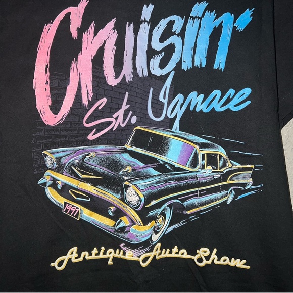 Vintage Antique Auto Show Car Graphic T-Shirt 1991 Jerzees Tag "Cruisin" Medium - Picture 4 of 6